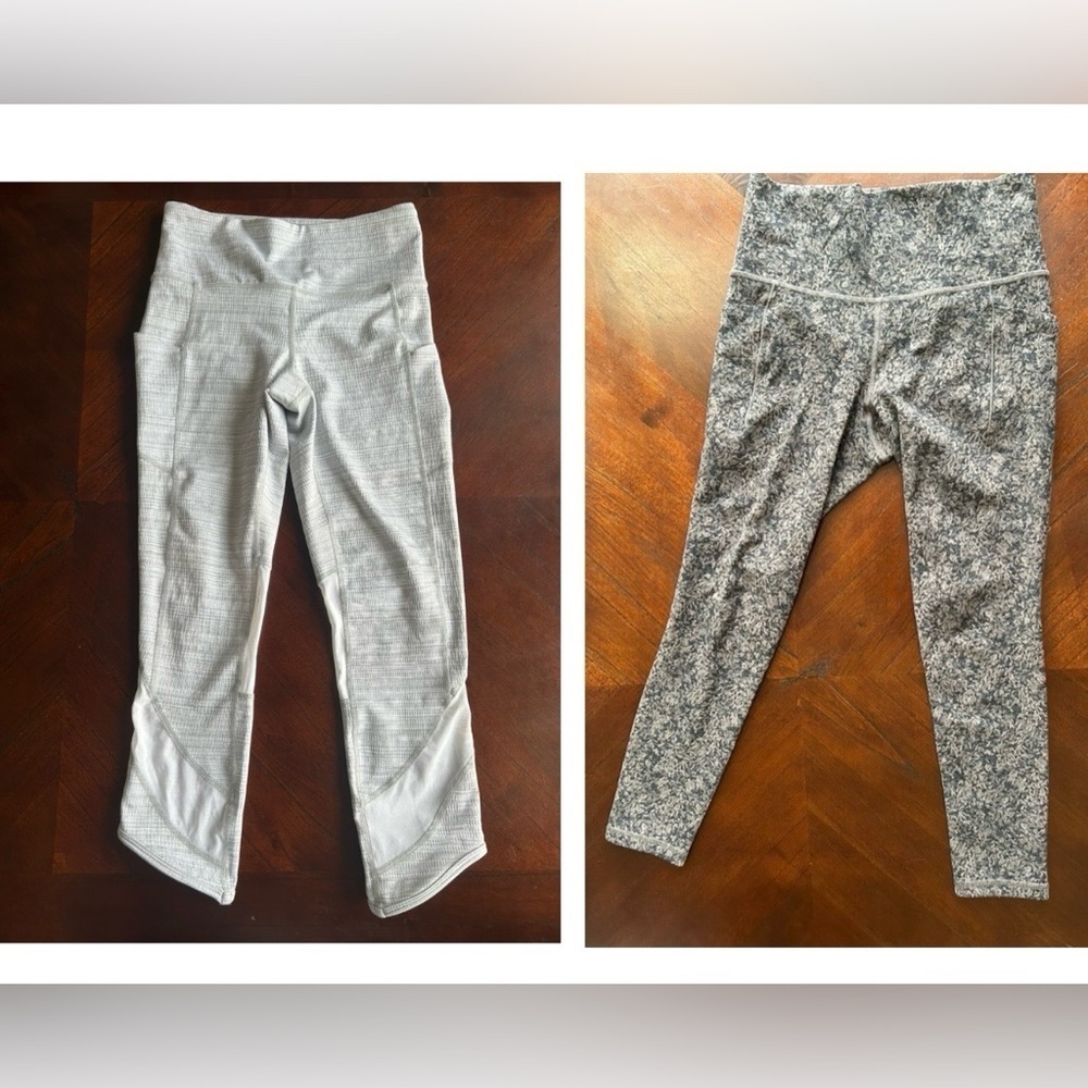 Athleta set Women's Light brown and Patterned Black Leggings